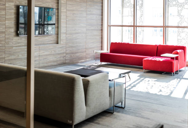 Spacious and bright meeting area in modern company interior