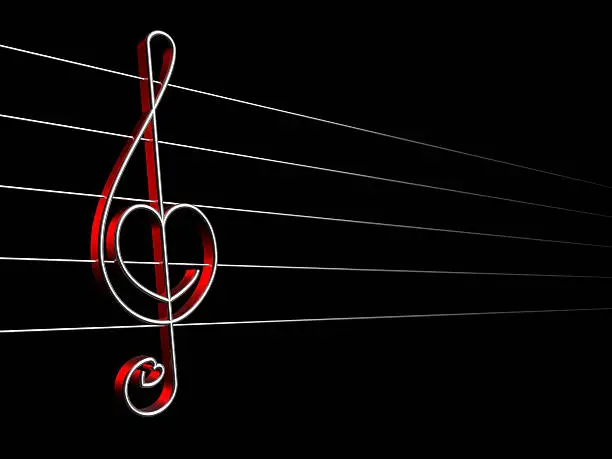 Symbol of love sound, treble clef