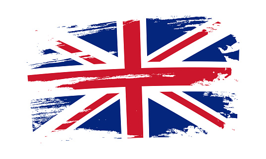 UK grunge flag. British national symbol. United Kingdom old grungy texture. Vector illustration.