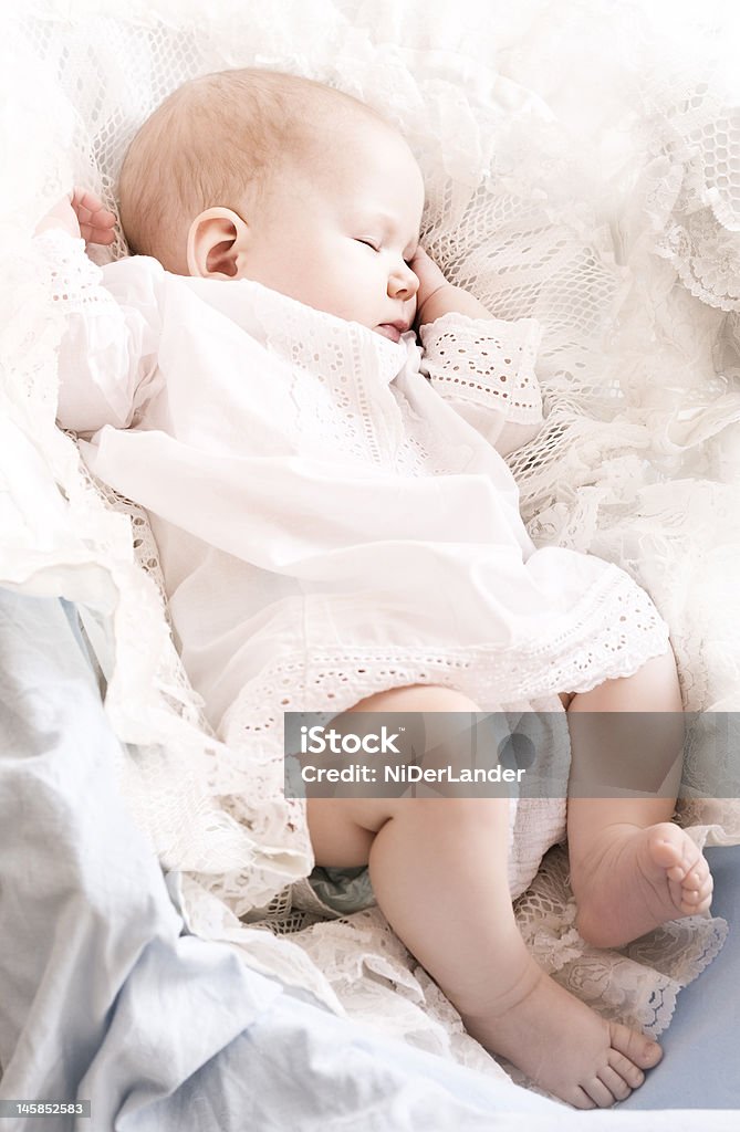 little baby sleeping cute little baby sleeping in the cradle Baby - Human Age Stock Photo