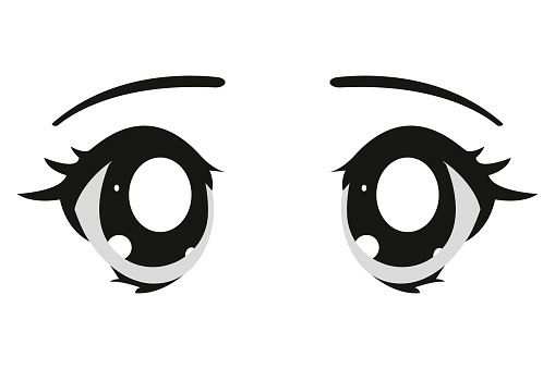 Cute anime girl eyes. Vector illustration