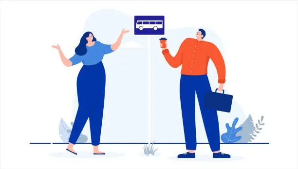 Vector illustration of Waiting for the bus