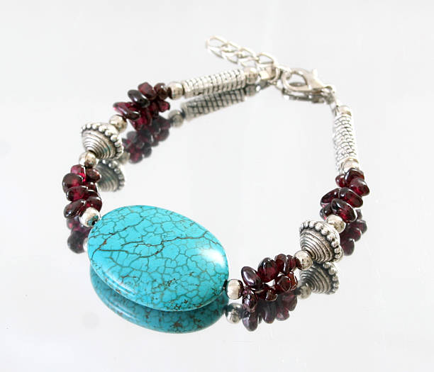 istock turquoise and amethyst silver bracelet 145853665