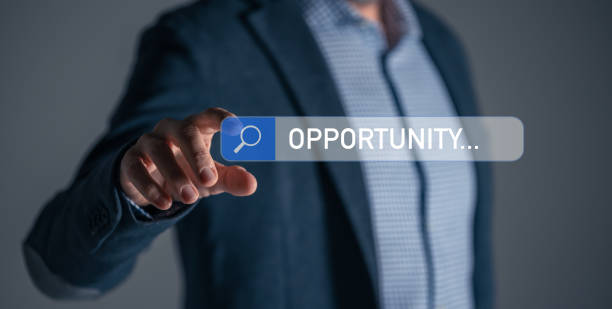 istock Man searching new business opportunity. Digital marketing strategy, development creative solutions 1458537728