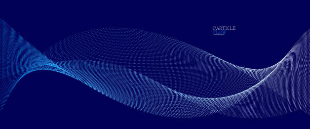 istock Dark blue airy particles flow vector design, abstract background with wave of flowing dots array, digital futuristic illustration, nano technology theme. 1458539876