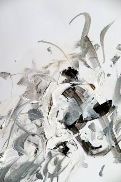 istock Abstract painting in gray on white background. 1458539979