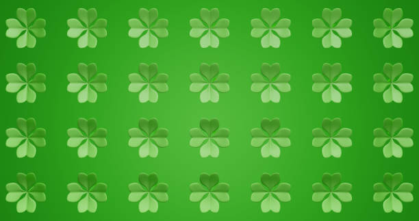 istock Patrick day. Lots of four leaf clover 1458541670