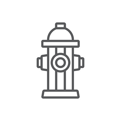 Fire hydrant line icon. Minimalist icon isolated on white background. Fire hydrant simple silhouette. Web site page and mobile app design vector element.