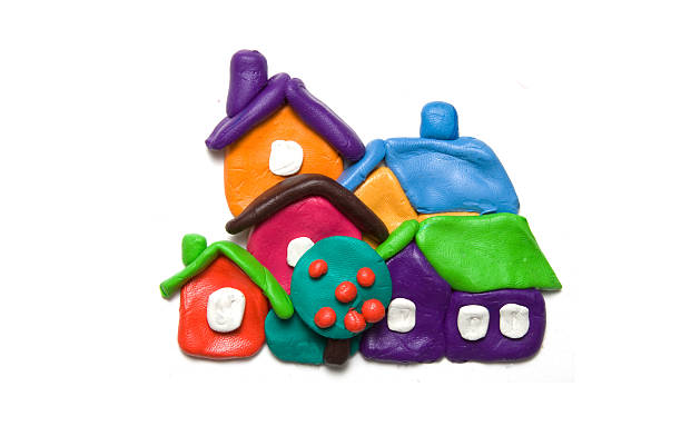 Plasticine houses stock photo