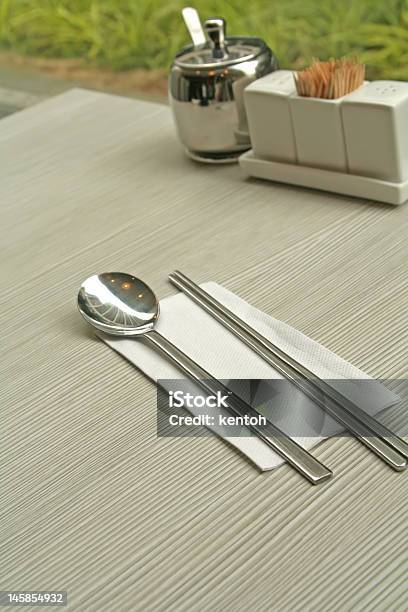 Asian Cutlery Including Spoon And Chopsticks Stock Photo - Download Image Now - Asia, Chopsticks, Clean