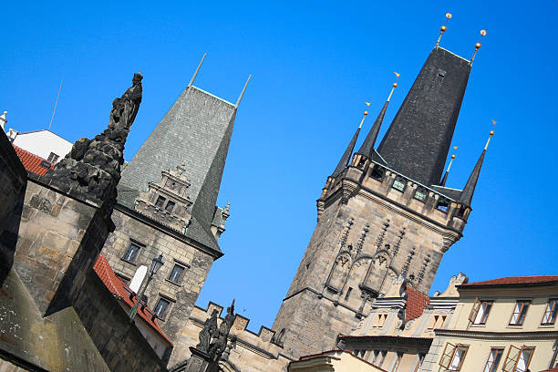 istock Black ower over Charles Bridge, Prague, Czech. 145854987