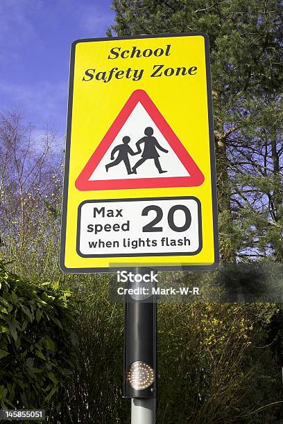 School Safety Zone Warning Sign Stock Photo - Download Image Now - 14-15 Years, Boys, Car