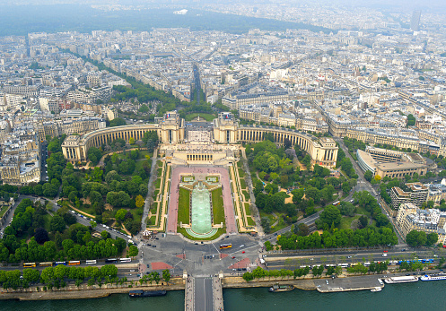 A fisheye view from the top of Arc de Triomphe.