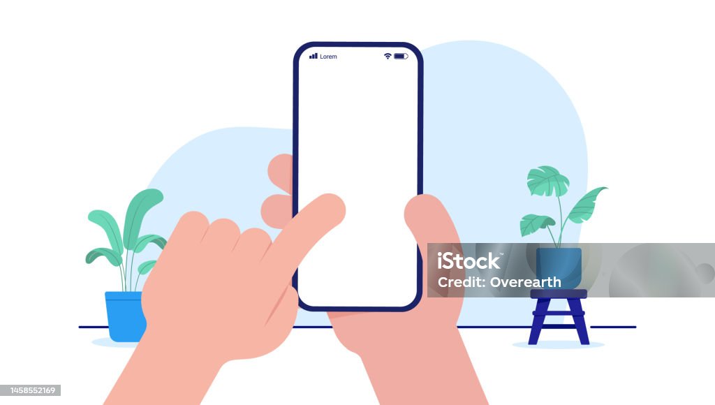 Using Phone Vector Using Phone Vector Mockup Stock Illustration - Download Image Now ...