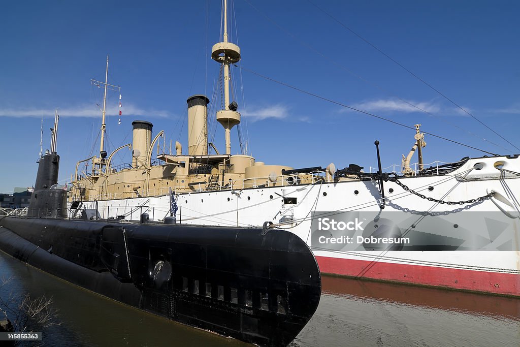 U.S.S. Becuna und Olympia - Lizenzfrei Unterseeboot Stock-Foto