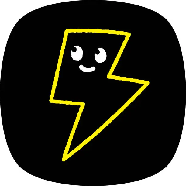 Vector illustration of Lightning Emoji Doodle 3