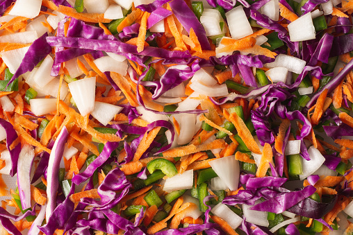 Colorful salad made from chopped vegetables