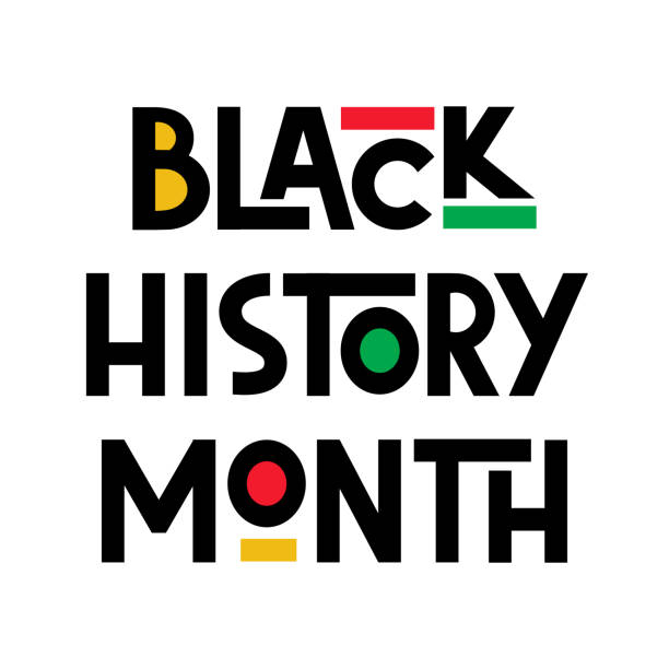 Black History Month Text Design isolated on white. African American History. For poster, card, banner, print, flyer. Vector illustration Black History Month Text Design isolated on white. African American History. For poster, card, banner, print, flyer. Vector illustration. black-history-people stock illustrations