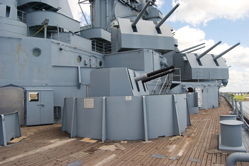 5 inch and 40 mm secondary Guns Battleship Alabama