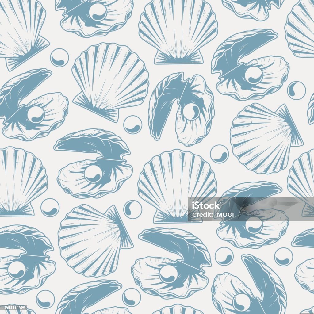 Shell Pear Pattern Shell With Pearl Pattern Seamless Stock Illustration - Download Image ...