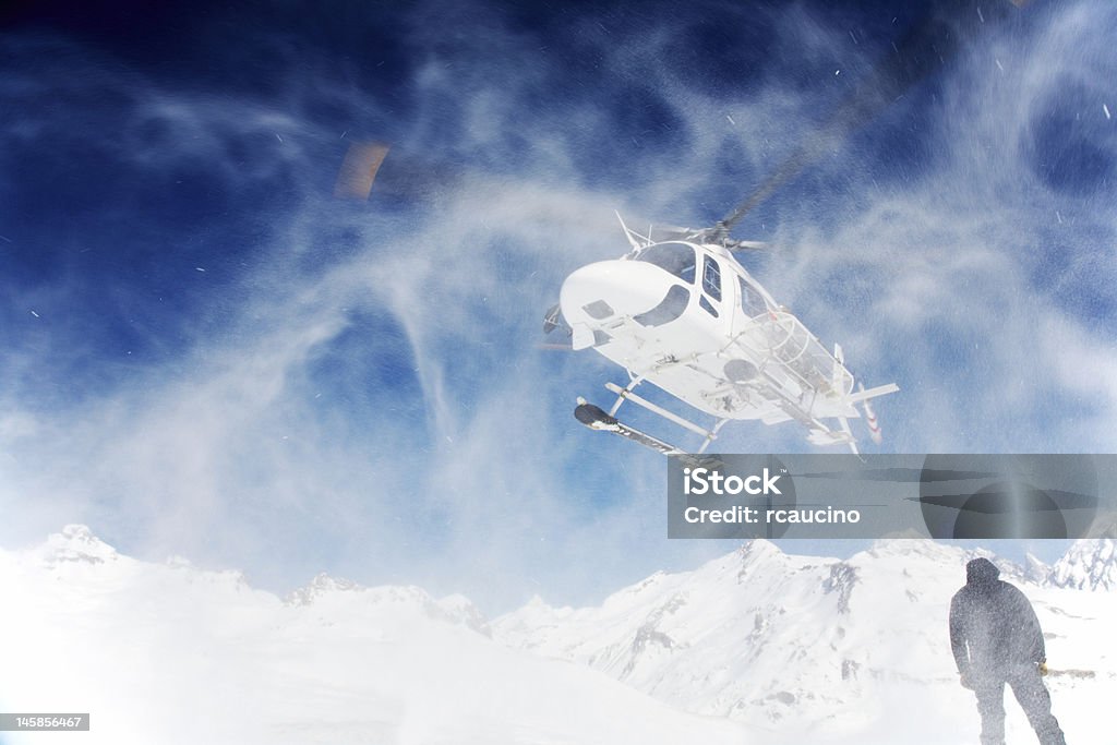 Heli-Skiing Heli Skiing Helicopter, Mont Blanc ski resort, France, Europe. Heli-Skiing Stock Photo