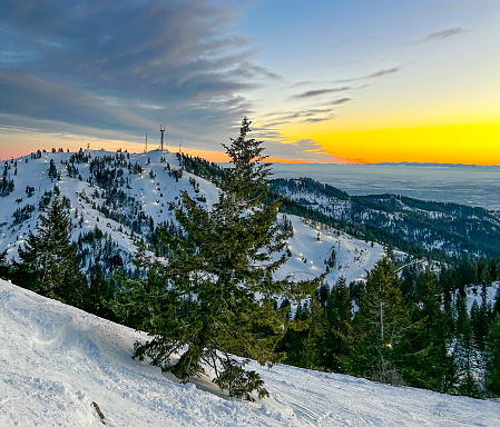 Twilight at the ski resort above Boise, Idaho