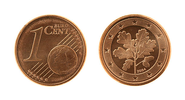 una moneta eurocents - european union coin one euro coin one euro cent coin foto e immagini stock