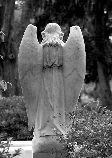 The back of an angel at bonaventure cemetery stock photo