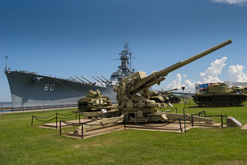 Pearl Harbor, USA - April 1st, 2022: USS Missouri was classified as a battleship with hull code 63. National historic sites at Pearl Harbor tell the story of the battle that plunged US into World War II.