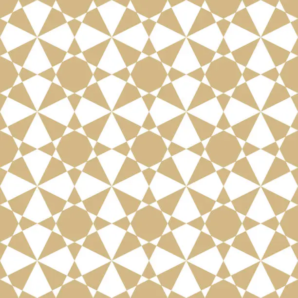 Vector illustration of Vector golden geometric seamless pattern. Elegant mosaic texture, floral lattice