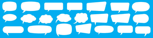 ilustrações de stock, clip art, desenhos animados e ícones de set of speech bubbles. speak bubble text, cartoon chatting box, message box. blank empty vector white speech bubbles. cartoon balloon word design. - message bubble