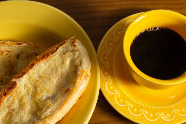 istock Bread on the plate and coffee. 1458577125