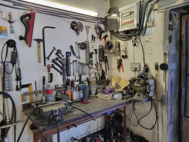 istock Tools and accessories auto repair shop 1458577795