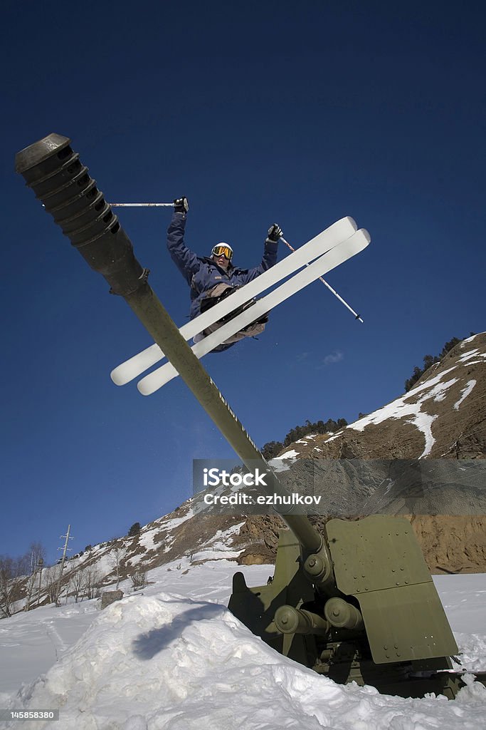 Ski Jump Over The Gun Canon 5D, 17-40L Blue Stock Photo