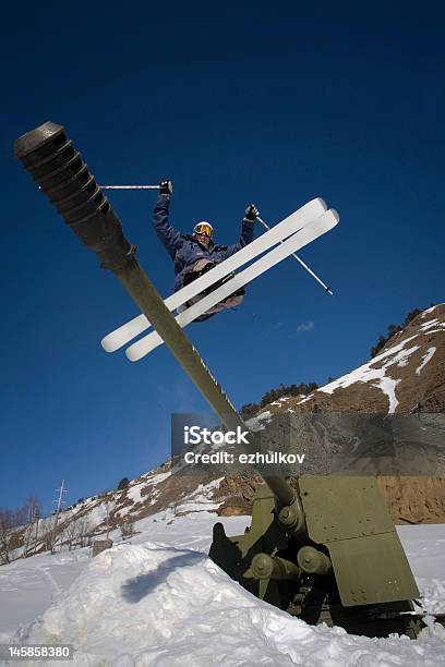 Ski Jump Over The Gun Stock Photo - Download Image Now - Blue, Danger, Exhilaration