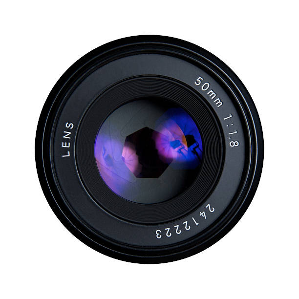 istock Front view of 50mm camera lens 145858509