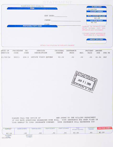 Paper Medical Bill Stamped Received with Date, Health Care stock photo