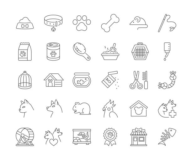 Pet Care Line Icons. Editable Stroke. Pet Care Line Icons. Editable Stroke. Vector illustration. animal hospital symbol stock illustrations
