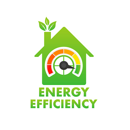 Energy efficiency rating of the house. Art design smart eco home improvement template. 3d energy diagram for design concept. Concept diagram. Vector illustration