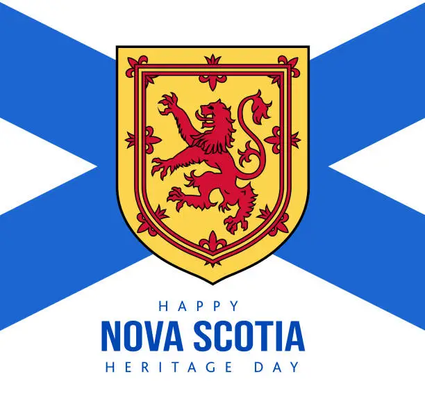 Vector illustration of Happy Nova Scotia Heritage Day February concept. Square banner template design, poster with text