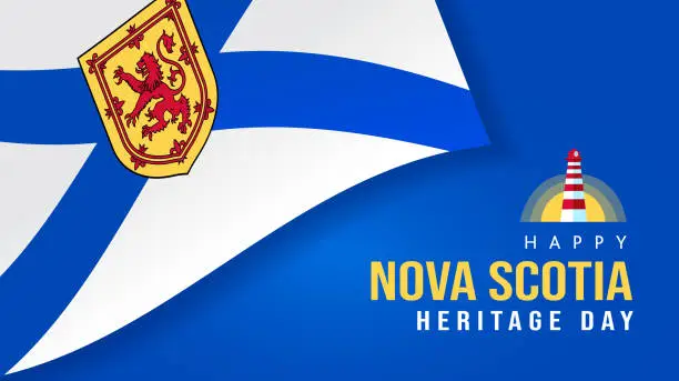 Vector illustration of Happy Nova Scotia Heritage Day February concept. Horizontal banner template design, poster with text