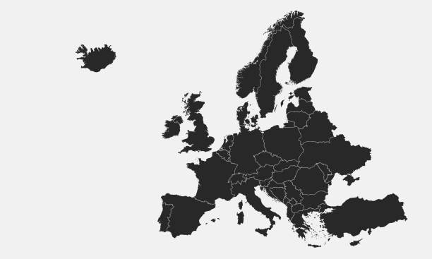 európa térkép. európa térkép fehér alapon elkülönítve. nagyon részletes. európa térképe elválasztott országokkal. infografika sablon. vektoros illusztráció - európa témájú stock illusztrációk