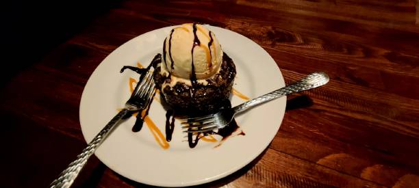 istock Chocolate Lava Cake with Vanilla Ice Cream 1458599929