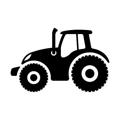 Tractor icon. Agricultural machinery. Black silhouette. Side view. Vector simple flat graphic illustration. Isolated object on a white background. Isolate.