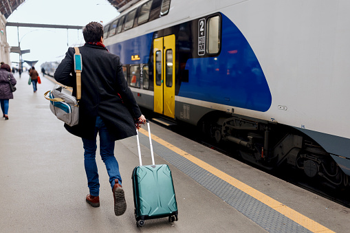 Businessman trying to catch the train