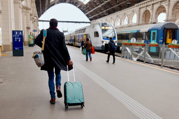 istock Man trying to catch the train 1458606621