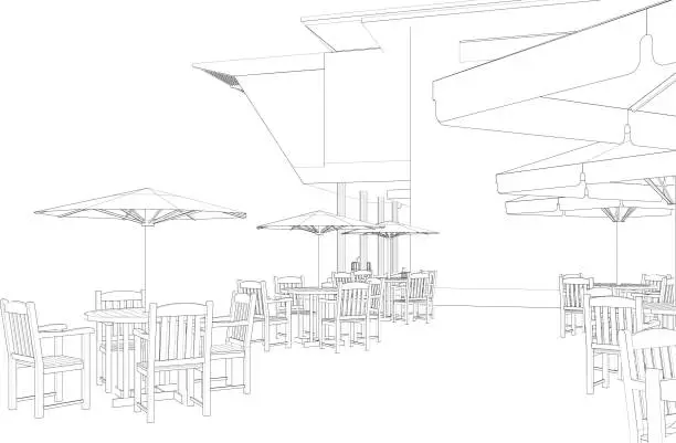 Vector illustration of 3D illustration of coffee shop