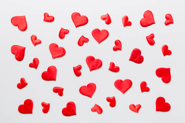 istock Valentine day background with red hearts, top view with copy space 1458609165