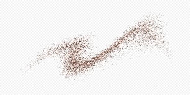летающий кофе или шоколадный порошок, частицы пыли в движении, брызги земли i - burnt sugar stock illustrations