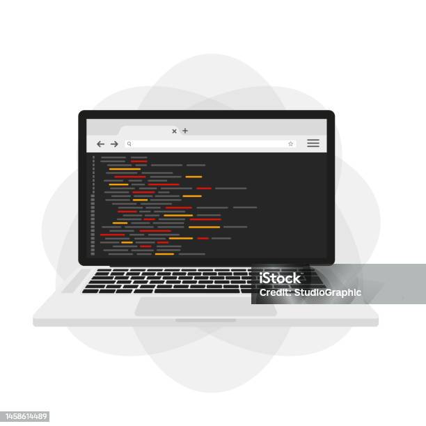 Computer Software With Coding Coding Program Text Window On Laptop ...